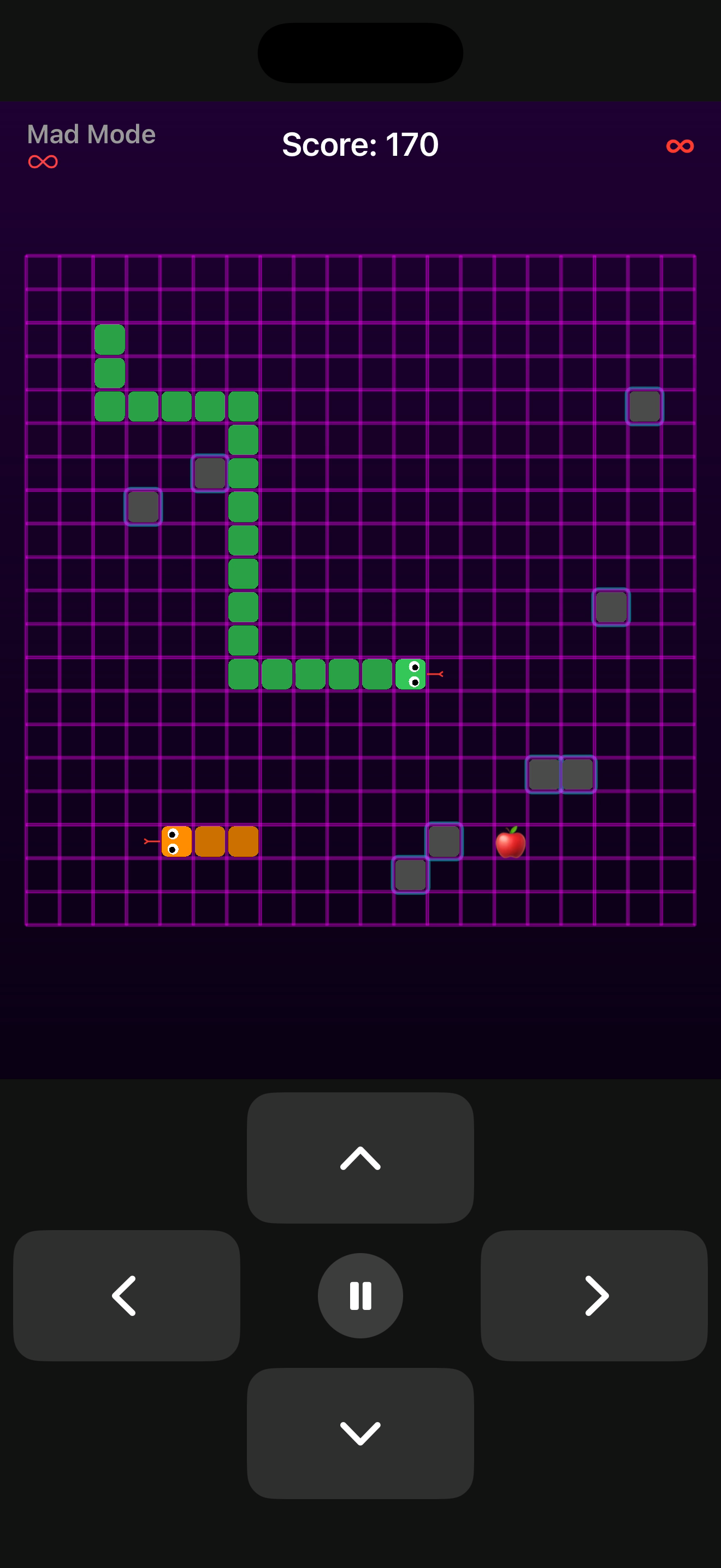 Cartoon green snake with dark markings.